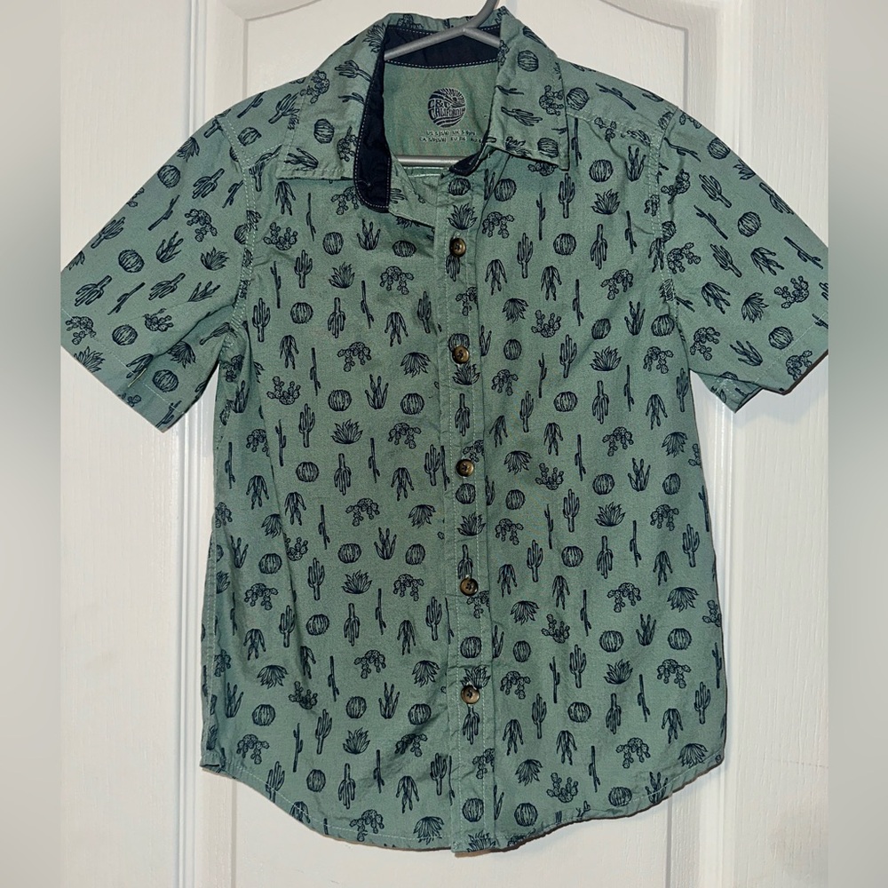 Boys Succulent Collared Button Up Shirt